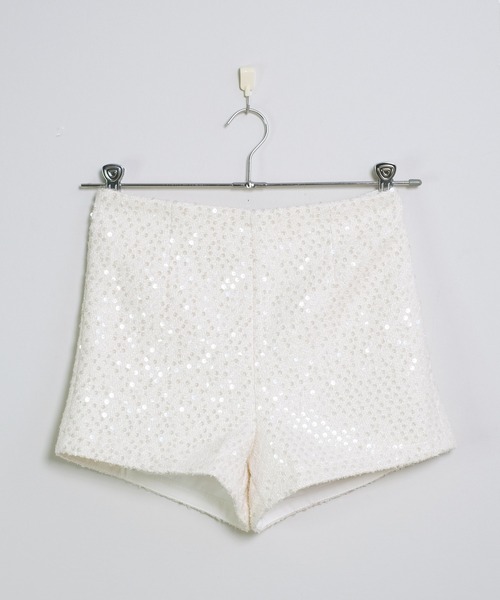 shopnikoniko パンツ スパンコール ハイウエスト ショートパンツ