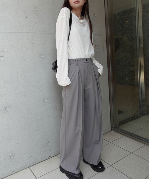 CORNERS パンツ センタータックワイドスラックスパンツ