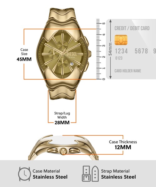 diesel腕時計 マーキュリアル DZ4681 現行品 動作品 ディーゼル DZ4681 Mercurial stainless steel watch｜ゴールド｜メンズ｜DIESEL