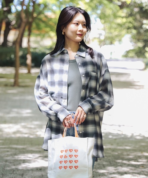 BEAMS HEART ブラウス シャツ 「3色展開」チェック シアー