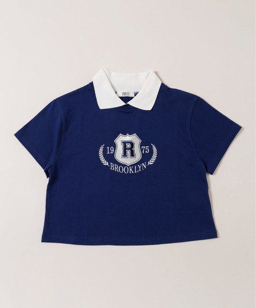 美式カレッジ風 スポーツTシャツ｜Vネック×刺繍×配色デザイン 襟付きカレッジ刺繍Tシャツ – WEGO ONLINE STORE