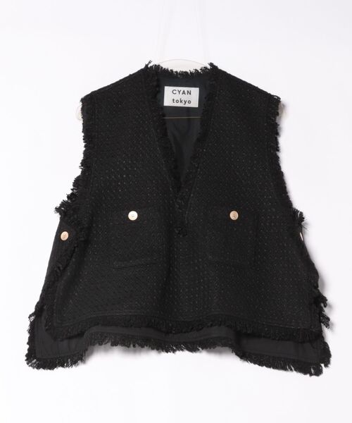 ベスト ジレ 「CYAN TOKYO」tweed vest レディース