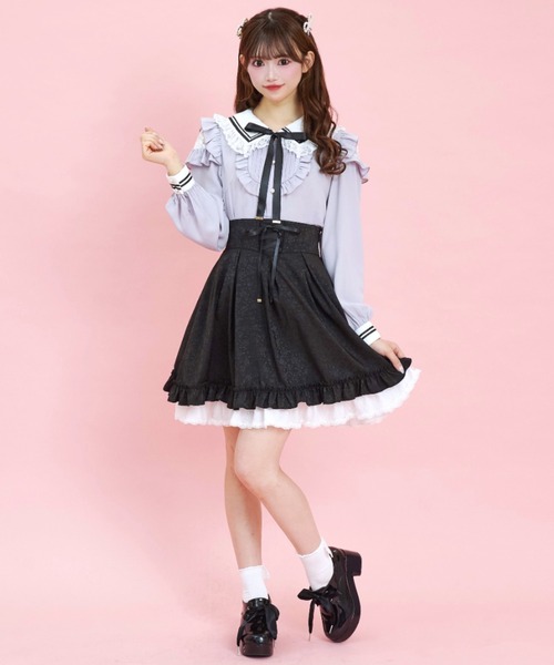 gouk　ジャケット　バッスルスカート　パニエ3点セット オーガンジー 6段ビッグ パニエ スカート 65cm丈 [SK87-1