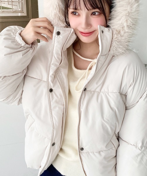 雲さん用  ダウンジャケット フード付き　レディース moment+ ダウンコート ダウンジャケット ファイバーダウンフードファー