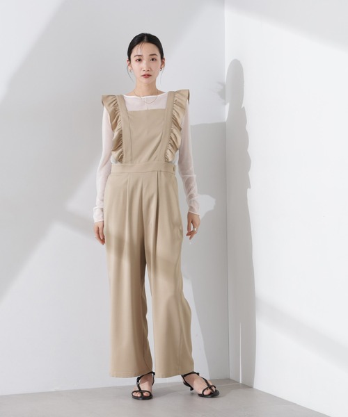 フリル付きベージュワイドレッグオールインワン reathas-13.jpg