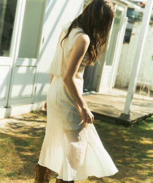 ワンピース ollun sheer check back ribbon one piece Luan ワンピース 「Luan」JACQUARD CHECK RIBBON ONEPIECE