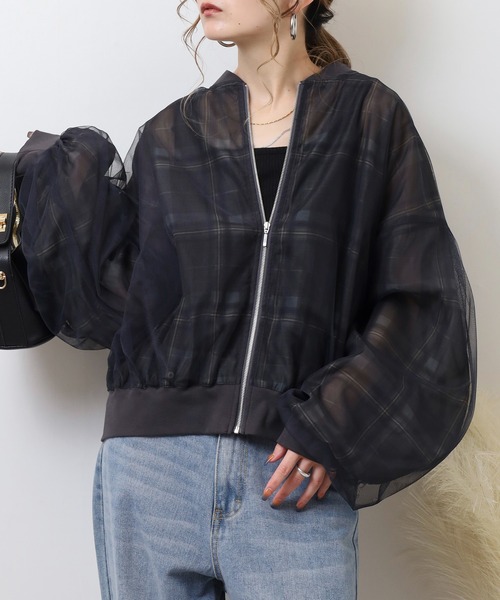 hunch（ハンチ） ブルゾン アウター チュール×シアーブルゾン