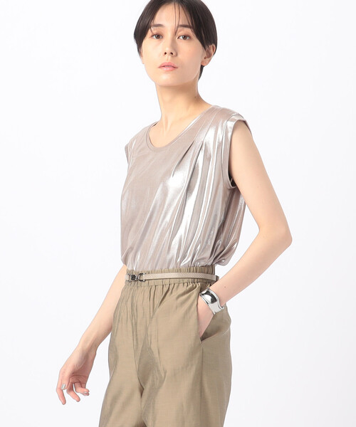 K.T KIYOKO TAKASE (ケーティーキヨコタカセ) ★ ② 01-01EG02 箔スムース デザインタンクトップ レディース ベージュ 9 箔スムース デザインタンクトップ（01-01EG02-204）｜K.T キヨコ