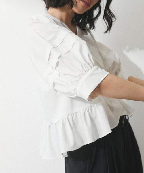 AD2020 archive ギャザーボリュームスリーブブラウス パフ 白 AD2020 archive ギャザーボリュームスリーブブラウス パフ 白 AD2020