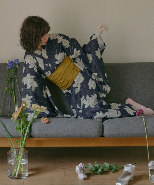 loin nuit 浴衣 nuance line lotus yukata / ニュアンスライン