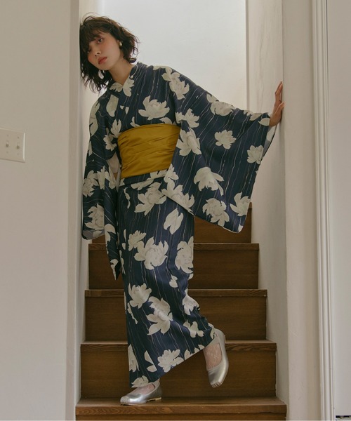 eim nuance line yukata 浴衣 blue ♡ eim nuance line yukata 浴衣 blue