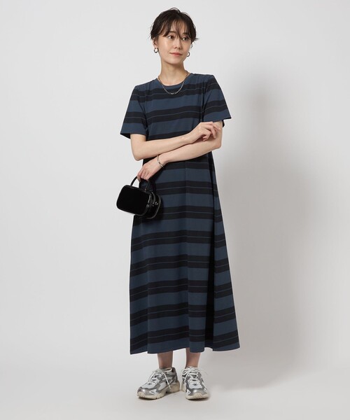 green label relaxing ワンピース フレア ボーダー カット