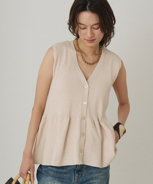 第一ネット Loungedress ペプラムノースリニット セーター ニット トップス