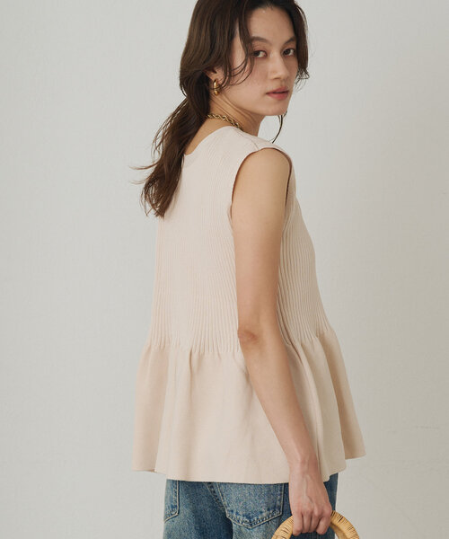Loungedress ニット セーター ペプラムノースリニット