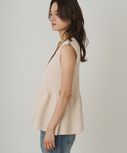 Loungedress ニット セーター ペプラムノースリニット