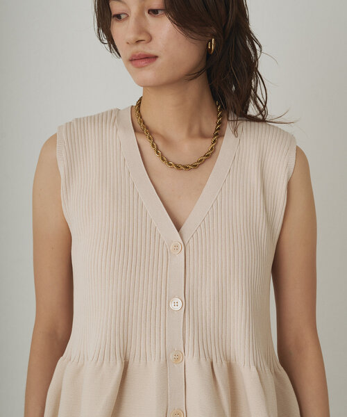 Loungedress ニット セーター ペプラムノースリニット