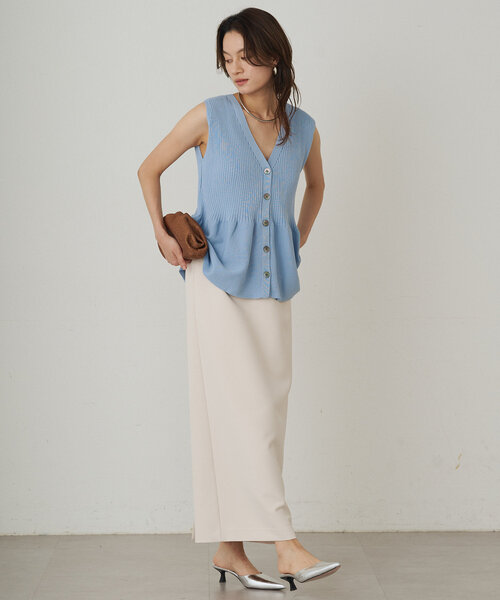 Loungedress ニット セーター ペプラムノースリニット