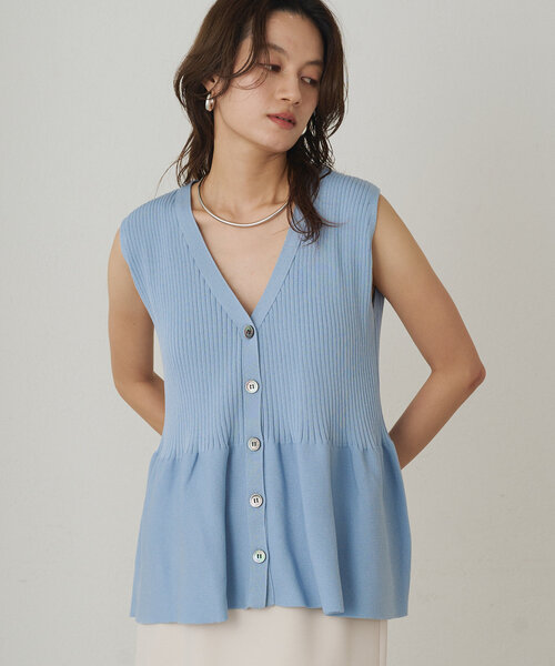 Loungedress ニット セーター ペプラムノースリニット