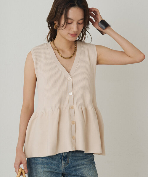 Loungedress ニット セーター ペプラムノースリニット