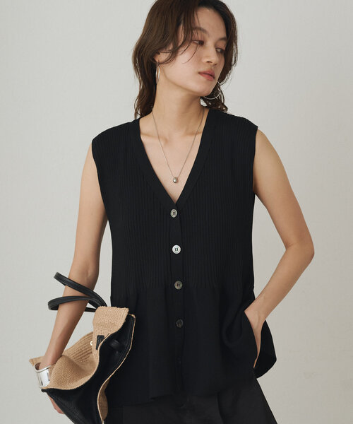 ファッション特集 Loungedress ニット ペプラムノースリニット セーター トップス