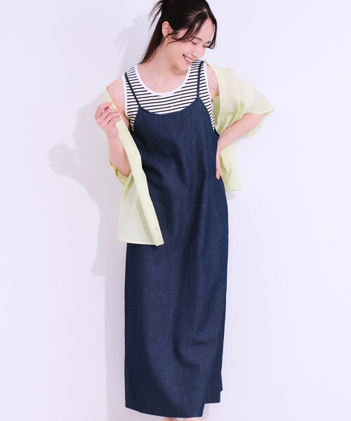 SHOO・LA・RUE ワンピース 「S-LL」女性らしさ漂う ライトデニム
