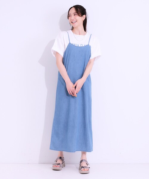 SHOO・LA・RUE ワンピース 「S-LL」女性らしさ漂う ライトデニム