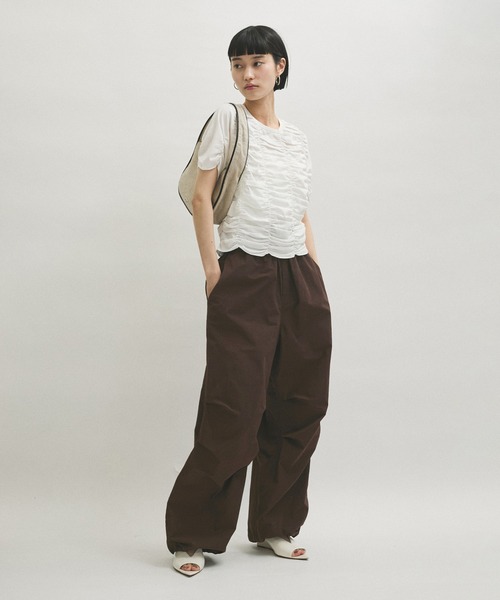 ADAM ET ROPE' パンツ サスペンダーナイロンパンツ レディース