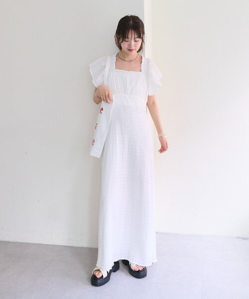 ボーダーズ♡シャーリングワンピース mystic ワンピース シャーリングスクエアワンピース : ZOZOTOWN
