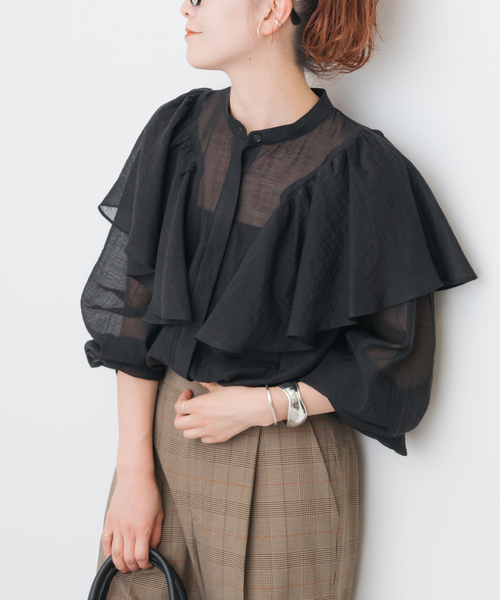 Spick & Span シアーフリルカラーブラウス未使用品 Spick & Span（スピックアンドスパン）の「シアーフリルカラー