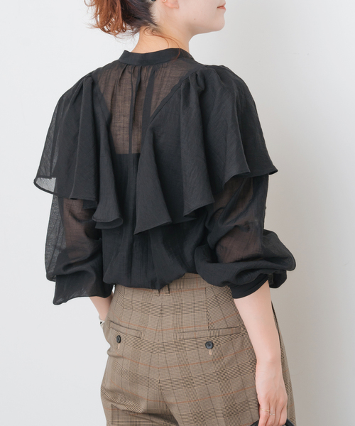 【美品】Spick＆Span付け襟バンドカラードットストライプ2wayブラウス黒 ストライプベアオールインワン（つなぎ/オールインワン）｜Spick