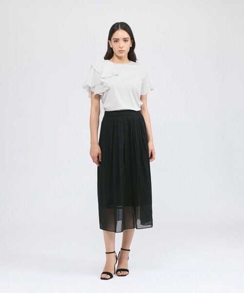 EPOCA（エポカ） tシャツ 半袖 シアーラッフルジャージー デザイン