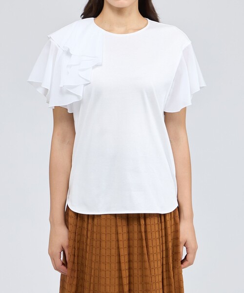 EPOCA（エポカ） tシャツ 半袖 シアーラッフルジャージー デザイン