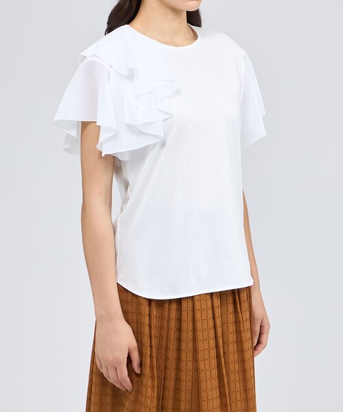 EPOCA（エポカ） tシャツ 半袖 シアーラッフルジャージー デザイン