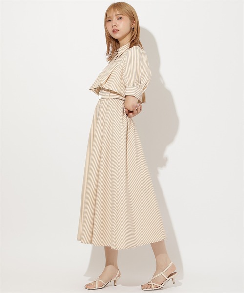 上品ワンピース Aライン シャツドレス 切替ストライプ 韓国n1773 And Couture ワンピース ビスチェ切替ストライプシャツ