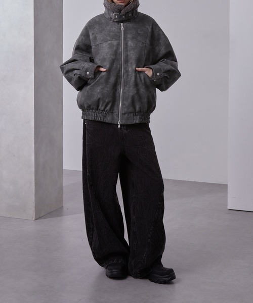 Loose ブルゾン アウター ヴィンテージ 合皮ショートボアブルゾン