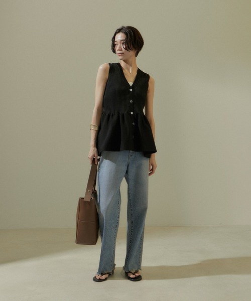 「SALON adam et rope'」 ノースリーブニット FREE チャコールグレー レディース_画像2