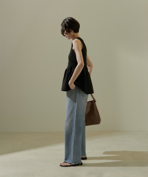 「SALON adam et rope'」 ノースリーブニット FREE チャコールグレー レディース_画像4