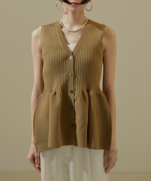 「SALON adam et rope'」 ノースリーブニット FREE チャコールグレー レディース_画像9