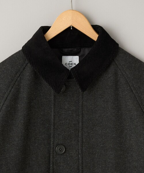 【coen】ウールコート メンズ M グレー系 美品 秋冬アウター coen（コーエン） ステンカラーコート コート ウールブレンドツイル