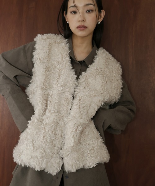 hellam（ヘラム） ベスト ジレ プードルフェイクファーベスト