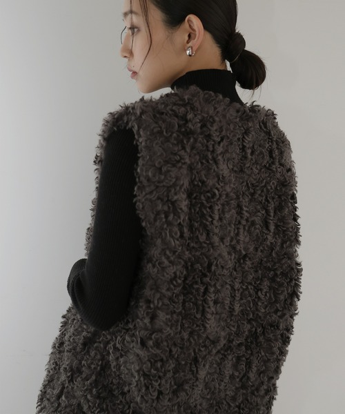 hellam（ヘラム） ベスト ジレ プードルフェイクファーベスト