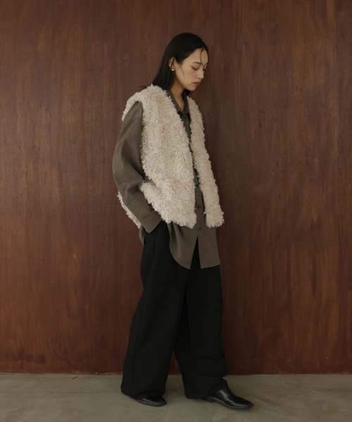 hellam（ヘラム） ベスト ジレ プードルフェイクファーベスト