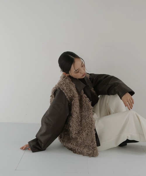 hellam（ヘラム） ベスト ジレ プードルフェイクファーベスト