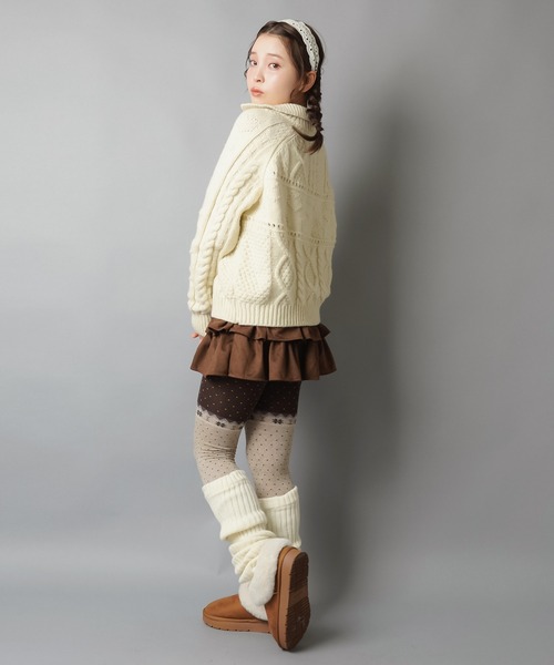 STONE  フィッシャーマンリブフーディ カーディガンM ベージュ SPINNS（スピンズ） カーディガン フィッシャーマンニットカーディガン