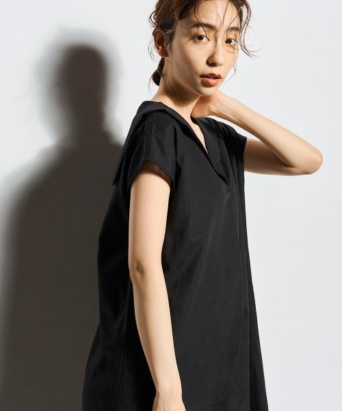 「Droite lautreamont」 半袖ワンピース M ブラック レディース_画像3