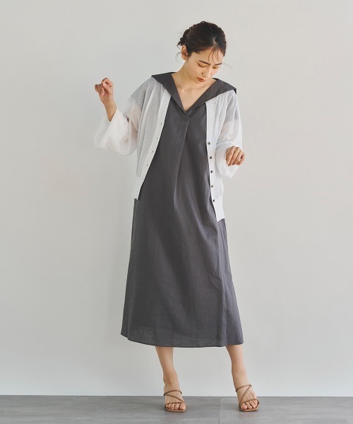 「Droite lautreamont」 半袖ワンピース M ブラック レディース_画像4