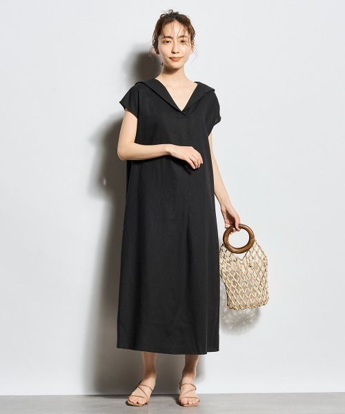 「Droite lautreamont」 半袖ワンピース M ブラック レディース_画像7