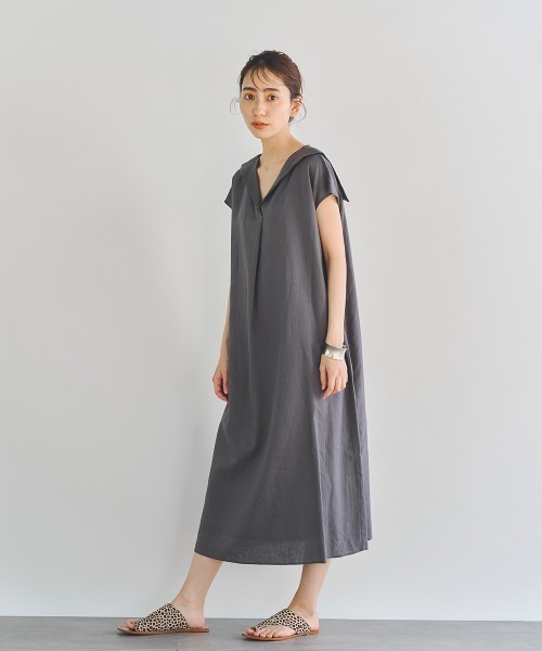 「Droite lautreamont」 半袖ワンピース M ブラック レディース_画像9