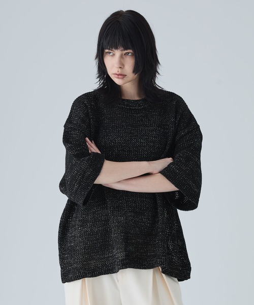 「VELNUS」 7分袖ニット L ブルー メンズ_画像7