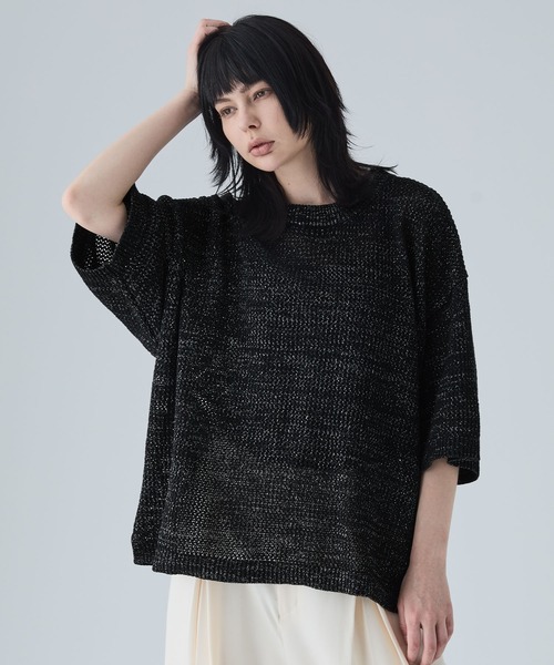 「VELNUS」 7分袖ニット L ブルー メンズ_画像8